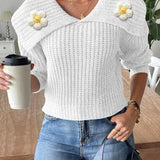Eleganter Pullover mit verspieltem Blütenkragen – Produktansicht 7