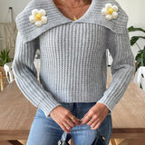 Eleganter Pullover mit verspieltem Blütenkragen – Produktansicht 10