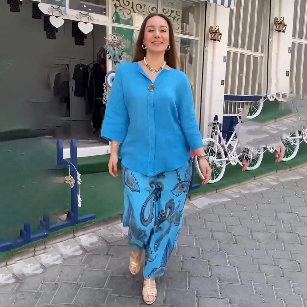 Elegantes Set aus Oberteil und Hose im Boho-Stil – Produktansicht 1
