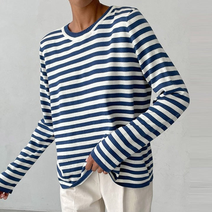 Weicher Streifenpullover mit langen Ärmeln – Produktansicht 6