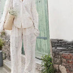 Elegantes Set aus Oberteil und Hose mit feiner Stickerei – Produktansicht 6