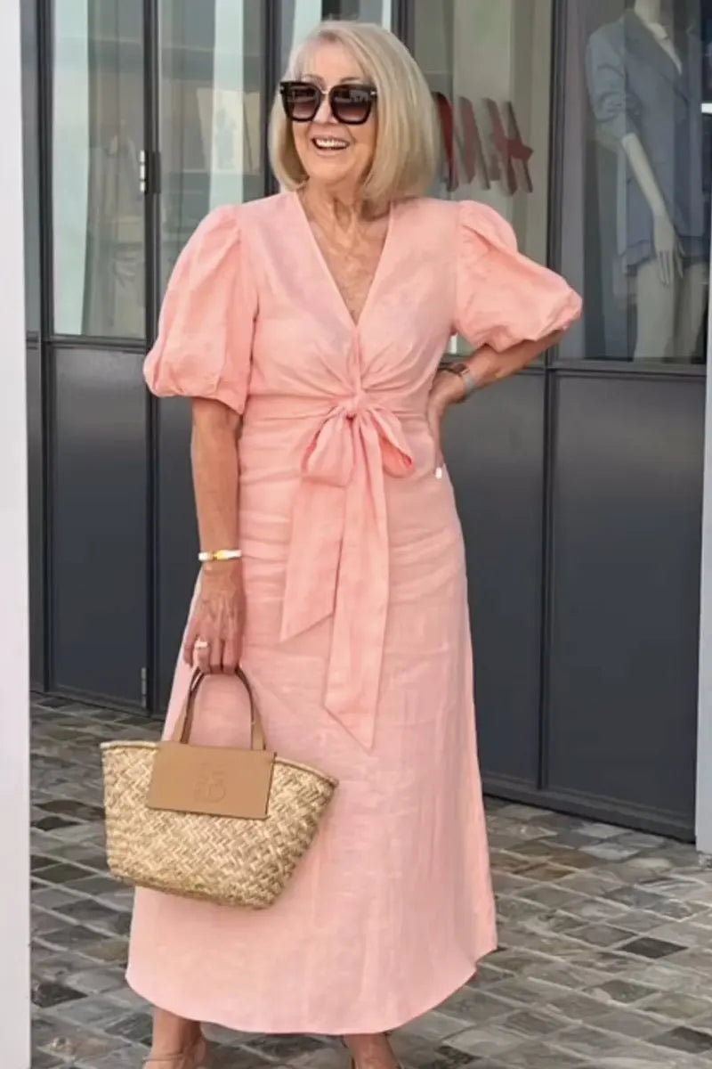 Elegantes Midikleid mit V-Ausschnitt – Produktansicht 1