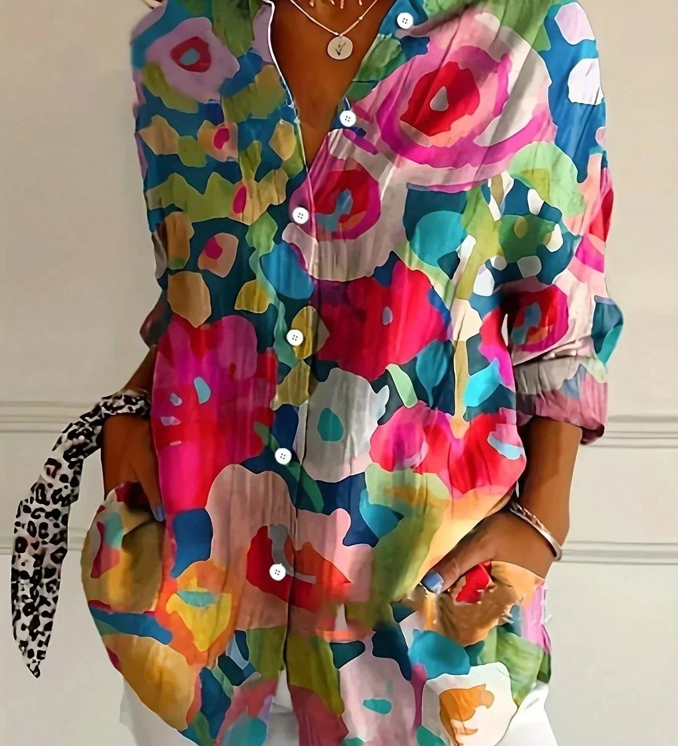 Bedruckte Bluse mit natürlicher Passform – Produktansicht 6