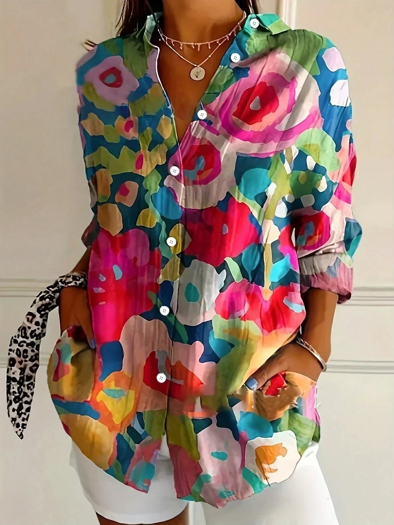 Bedruckte Bluse mit natürlicher Passform – Produktansicht 6