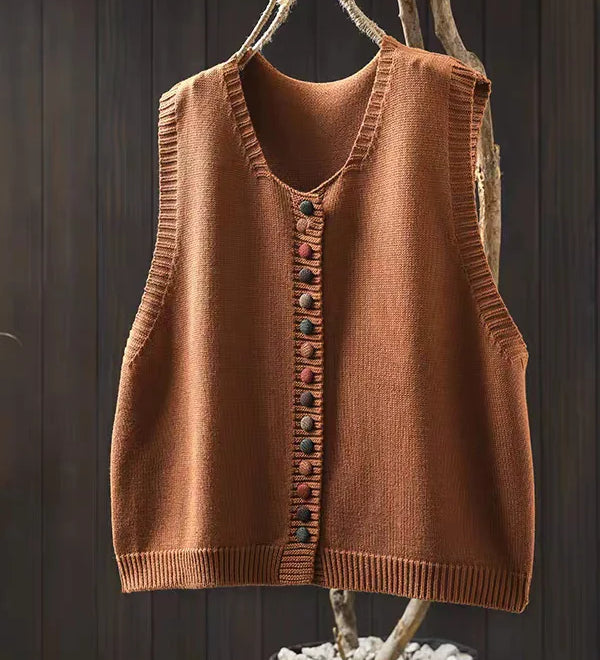 Weite Strickweste mit V-Ausschnitt und kurzen Ärmeln – Produktansicht 6