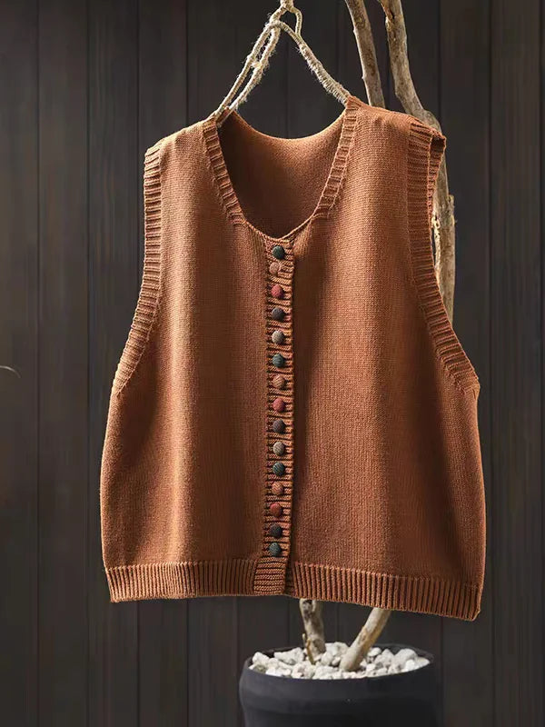 Weite Strickweste mit V-Ausschnitt und kurzen Ärmeln – Produktansicht 6