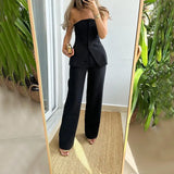 Elegantes Set aus Oberteil und Hose in ärmelloser Form – Produktansicht 8