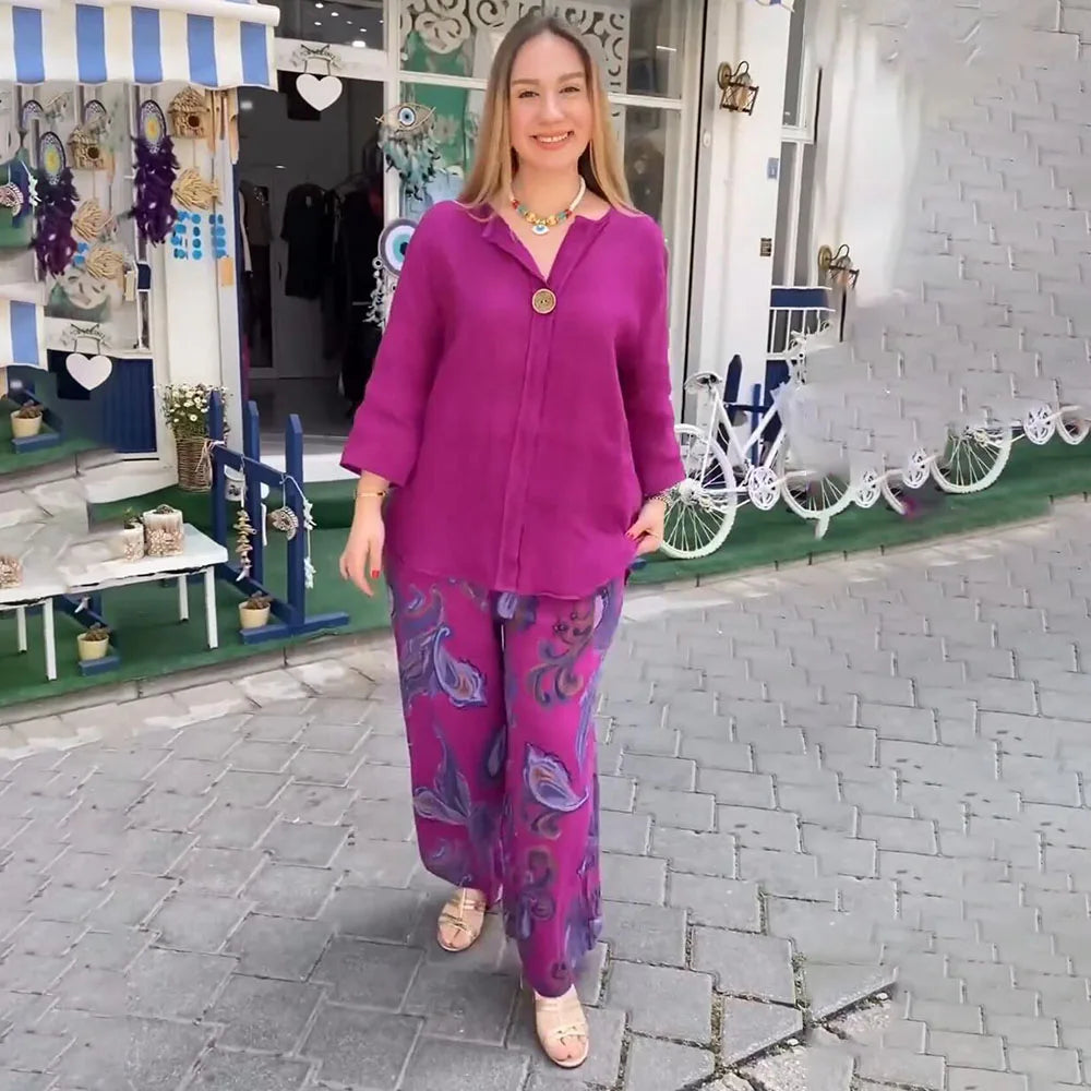 Elegantes Set aus Oberteil und Hose im Boho-Stil – Produktansicht 5