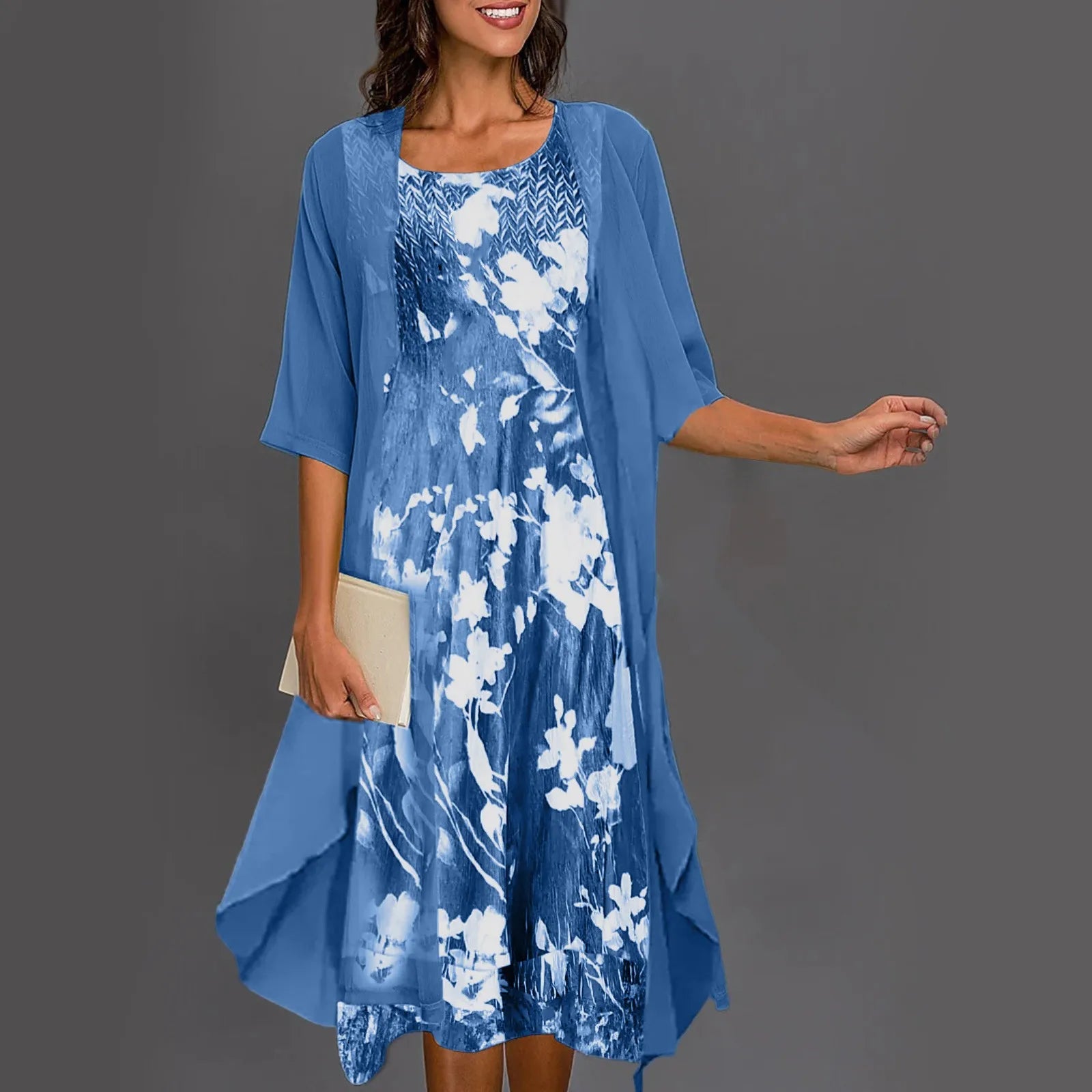 Elegantes zweiteiliges Ensemble mit Kleid – Produktansicht 1