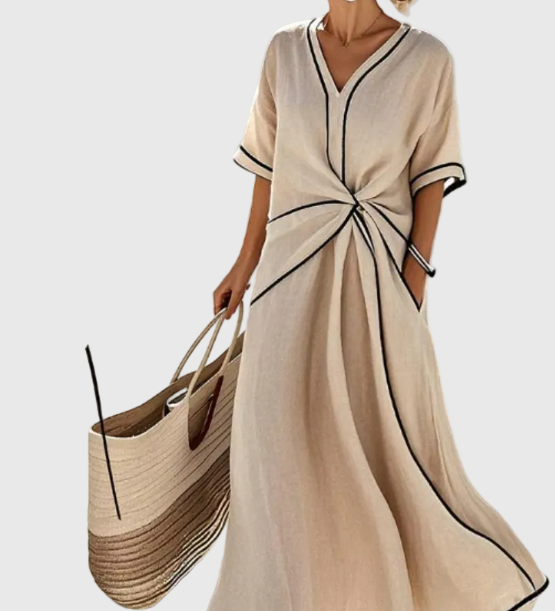 Bequemes Maxikleid mit Drapierung – Produktansicht 1