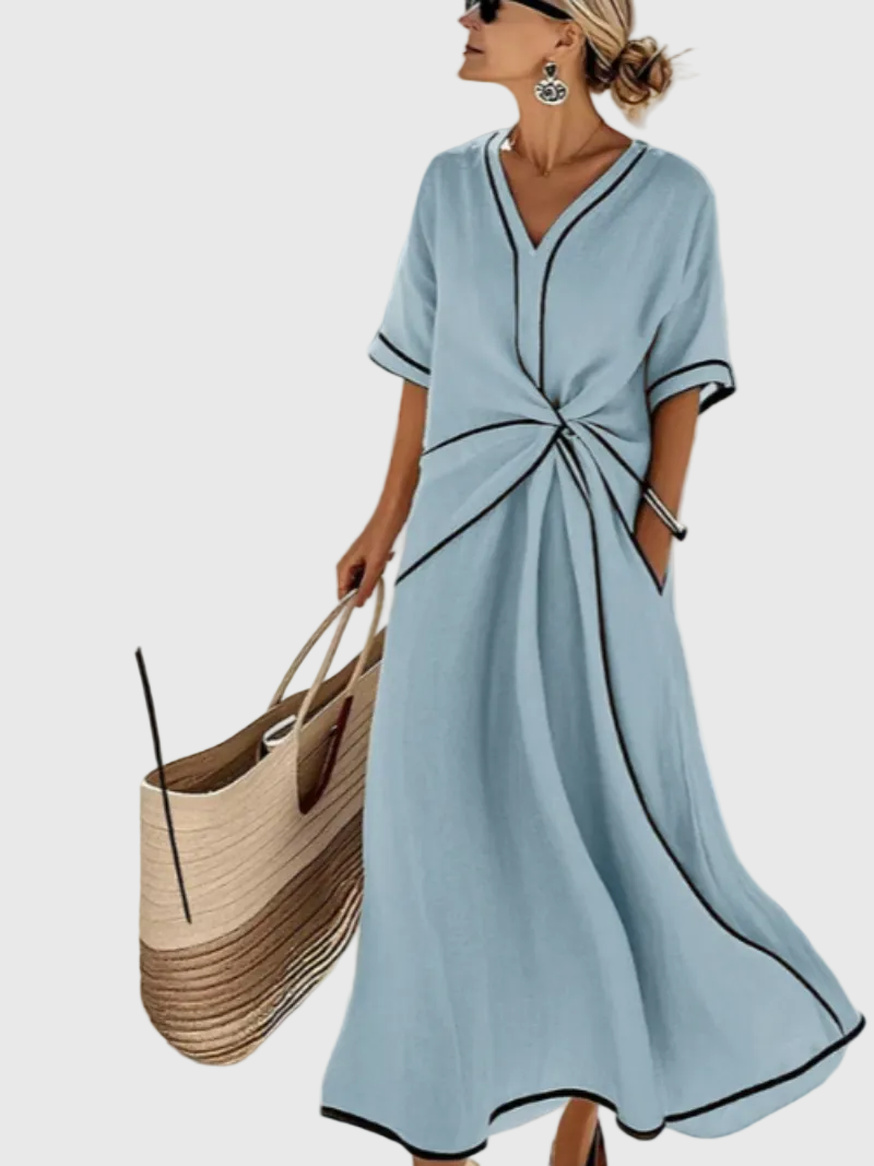Bequemes Maxikleid mit Drapierung – Produktansicht 2