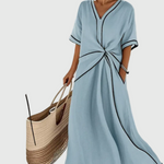 Bequemes Maxikleid mit Drapierung – Produktansicht 2