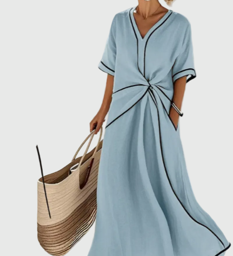 Bequemes Maxikleid mit Drapierung – Produktansicht 2