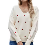 Pullover mit V-Ausschnitt und Herzmuster – Produktansicht 3