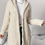 Strickjacke mit Kapuze und Zopfmuster – Produktansicht 2
