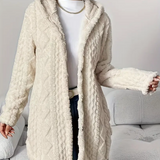 Strickjacke mit Kapuze und Zopfmuster – Produktansicht 2