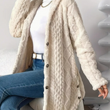 Strickjacke mit Kapuze und Zopfmuster – Produktansicht 6