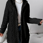 Strickjacke mit Kapuze und Zopfmuster – Produktansicht 15