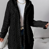 Strickjacke mit Kapuze und Zopfmuster – Produktansicht 15