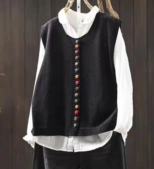 Weite Strickweste mit V-Ausschnitt und kurzen Ärmeln – Produktansicht 3