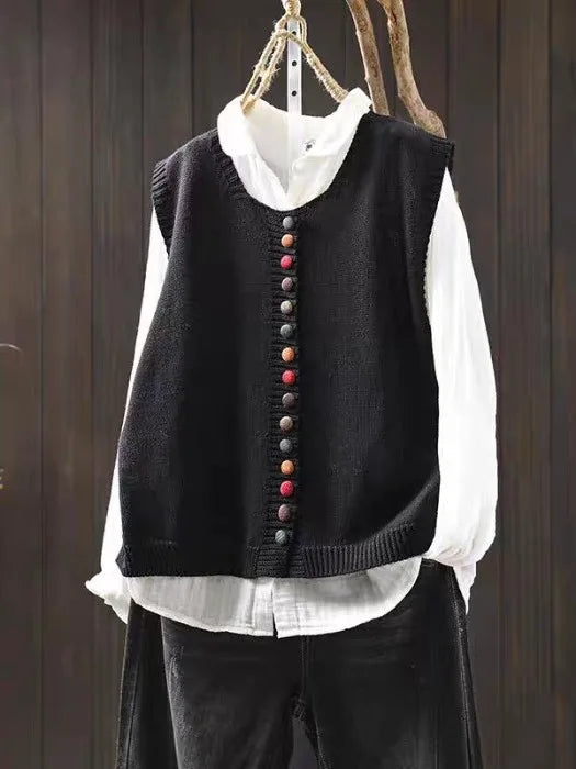 Weite Strickweste mit V-Ausschnitt und kurzen Ärmeln – Produktansicht 3
