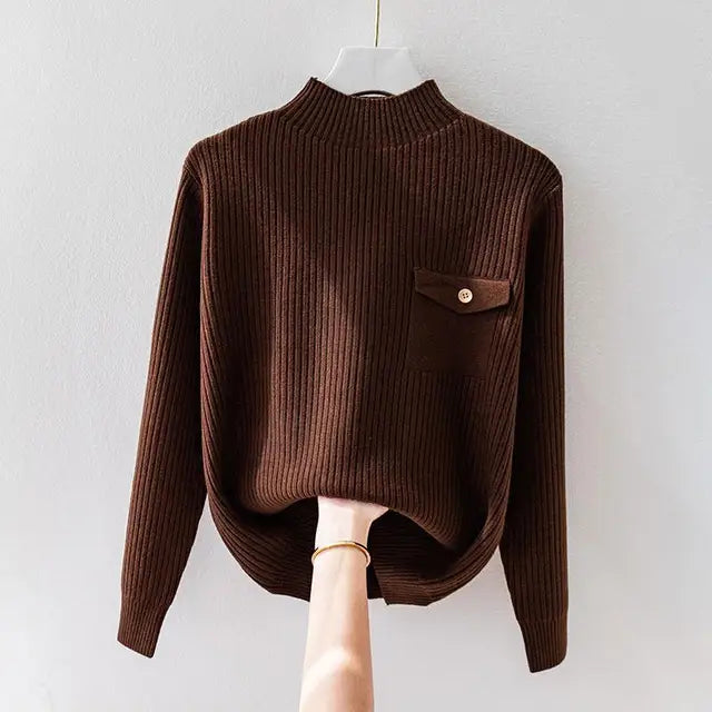 Eleganter Pullover mit Stehkragen aus Rippstrick – Produktansicht 2