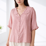 Bluse mit Peter-Pan-Kragen und voluminösen Ärmeln – Produktansicht 5
