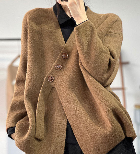 Asymmetrischer Winterpullover aus dickem Strick – Produktansicht 2
