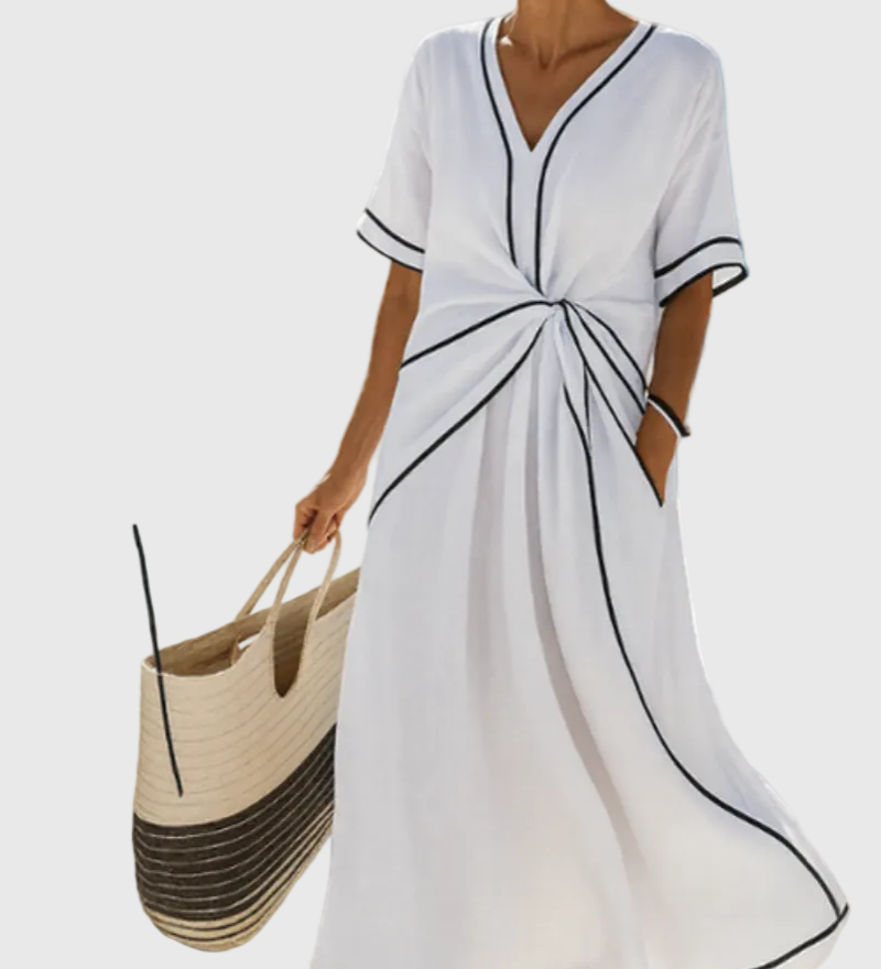 Bequemes Maxikleid mit Drapierung – Produktansicht 3
