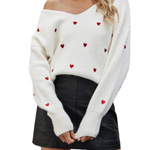 Pullover mit V-Ausschnitt und Herzmuster – Produktansicht 2