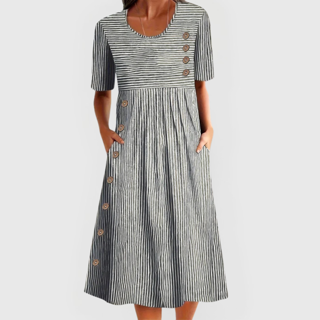Bequemes gestreiftes Midikleid – Produktansicht 2