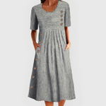 Bequemes gestreiftes Midikleid – Produktansicht 2