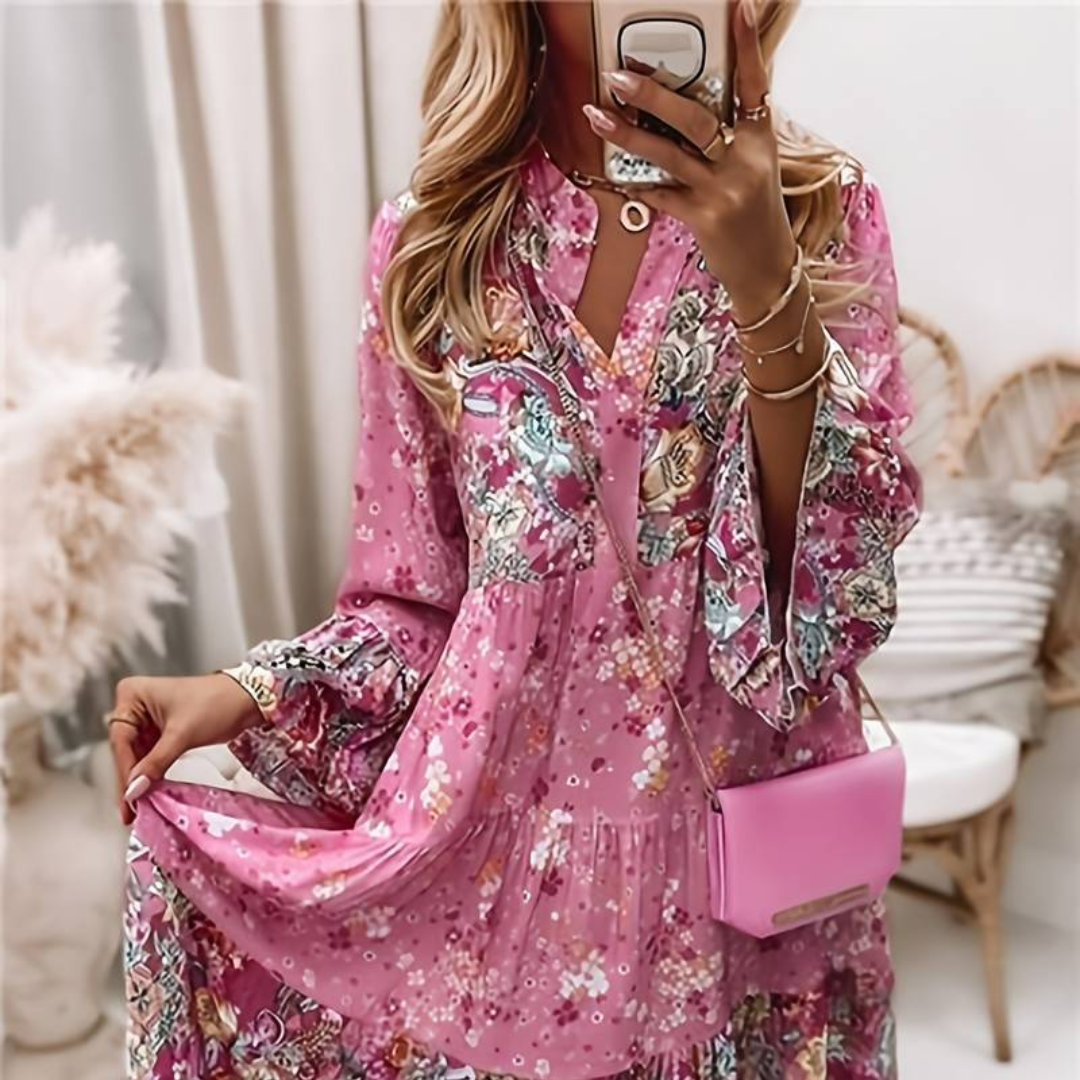 Bequemes Boho-Kleid mit buntem Druck – Produktansicht 1