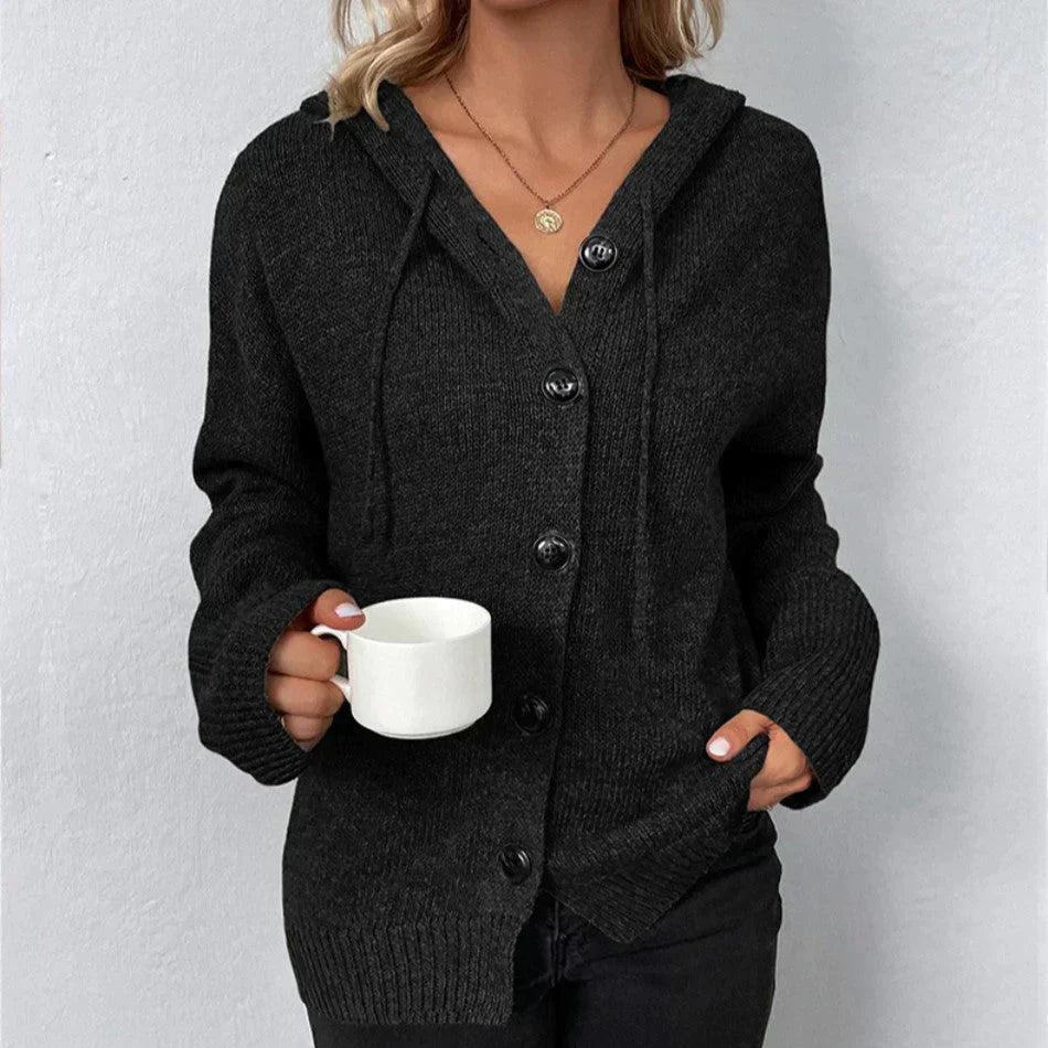 Strickjacke mit Kapuze und Kordelzug – Produktansicht 7
