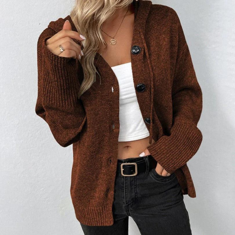 Strickjacke mit Kapuze und Kordelzug – Produktansicht 10