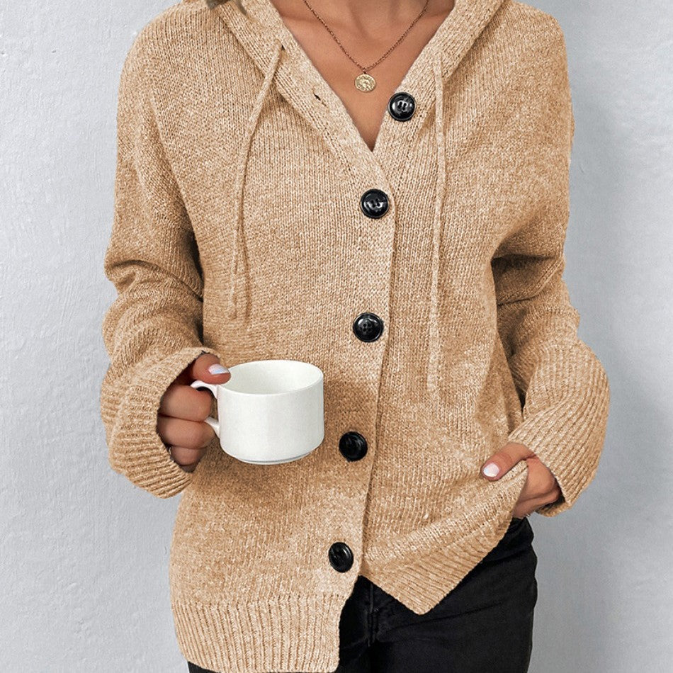 Strickjacke mit Kapuze und Kordelzug – Produktansicht 11