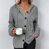 Strickjacke mit Kapuze und Kordelzug – Produktansicht 2