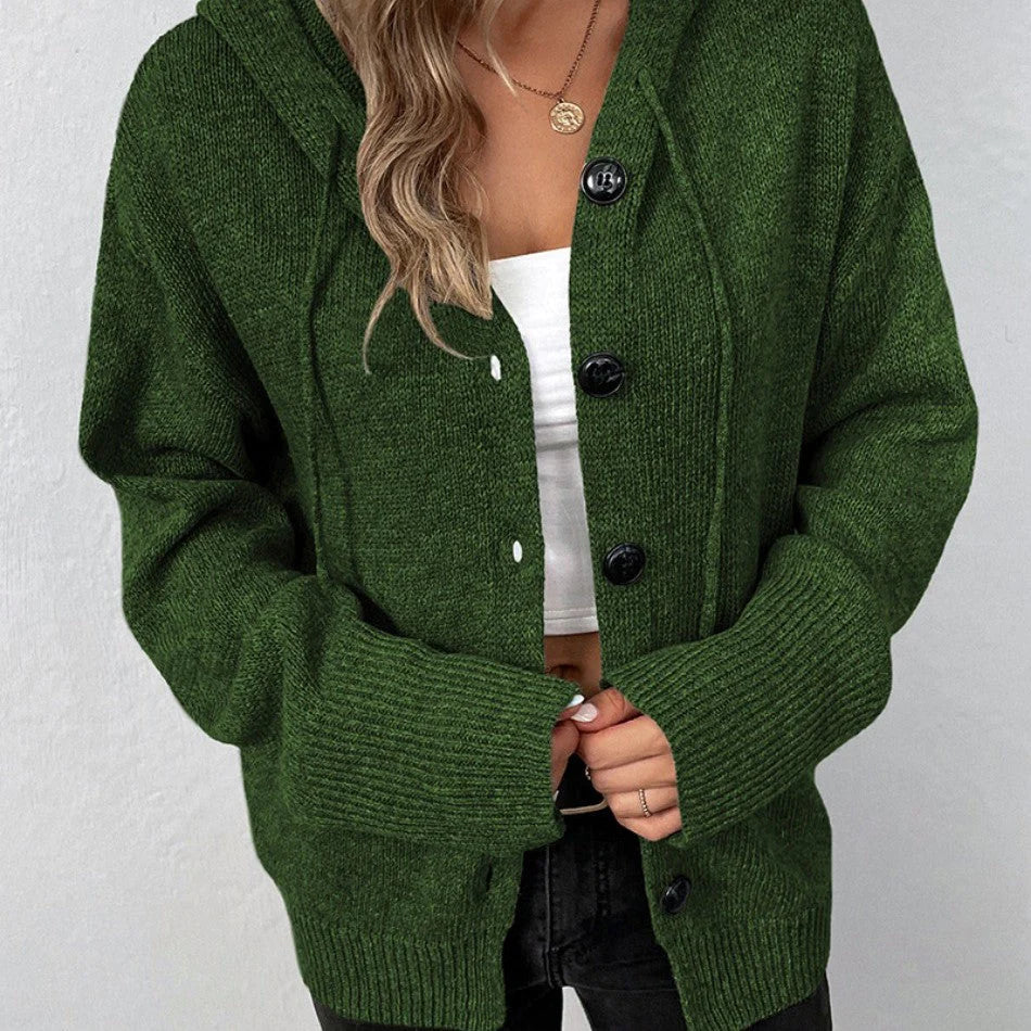 Strickjacke mit Kapuze und Kordelzug – Produktansicht 3