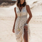 Bequemes Boho-Kleid mit V-Ausschnitt – Produktansicht 1