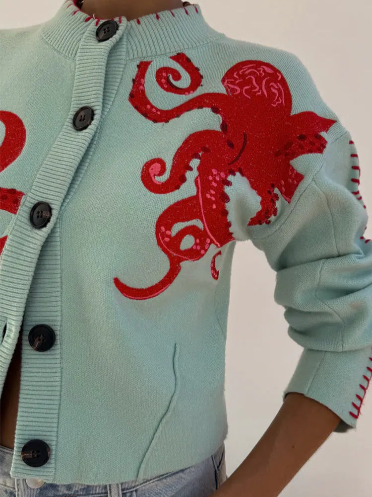 Strickjacke mit verspieltem Oktopus-Motiv – Produktansicht 6