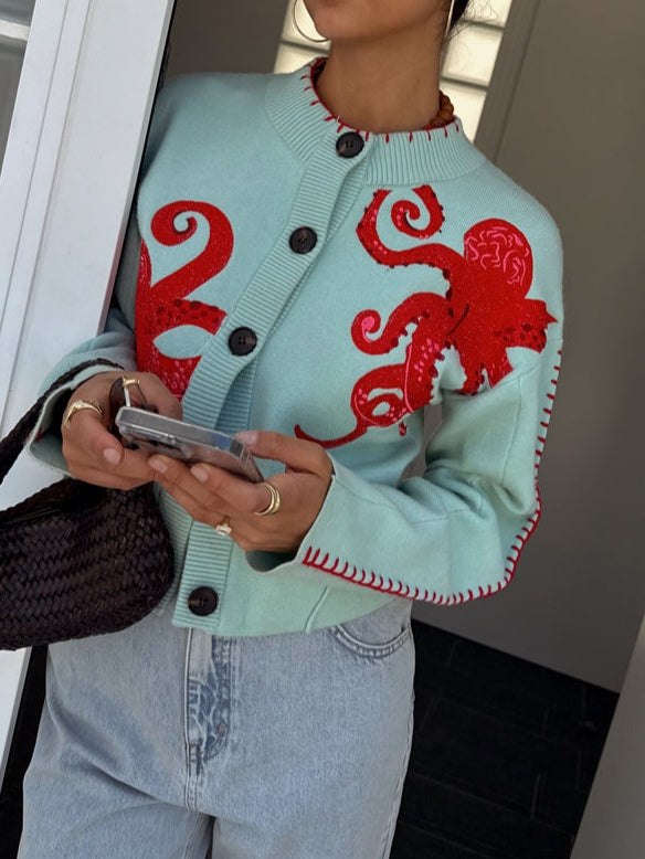 Strickjacke mit verspieltem Oktopus-Motiv – Produktansicht 8