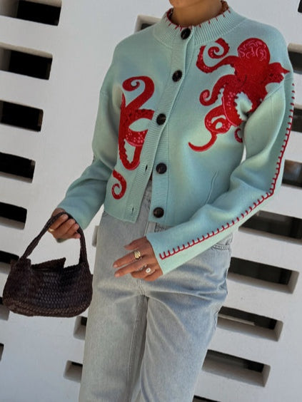 Strickjacke mit verspieltem Oktopus-Motiv – Produktansicht 7