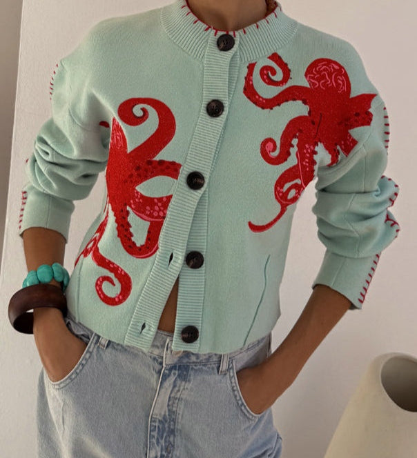 Strickjacke mit verspieltem Oktopus-Motiv – Produktansicht 1