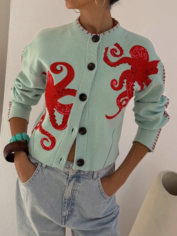 Strickjacke mit verspieltem Oktopus-Motiv – Produktansicht 1