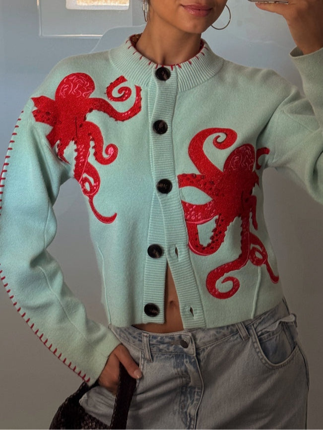 Strickjacke mit verspieltem Oktopus-Motiv – Produktansicht 5