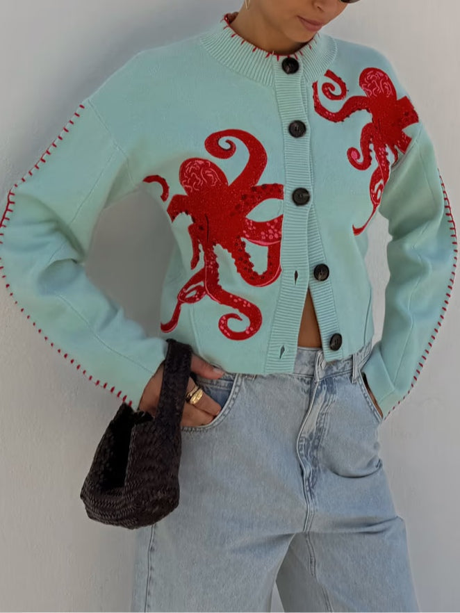 Strickjacke mit verspieltem Oktopus-Motiv – Produktansicht 3