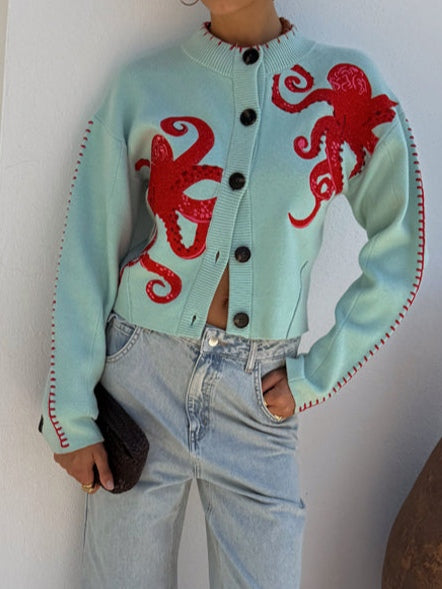 Strickjacke mit verspieltem Oktopus-Motiv – Produktansicht 4