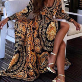 Bequemes Boho-Kleid mit buntem Druck mit Bindegürtel – Produktansicht 7