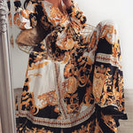 Bequemes Boho-Kleid mit buntem Druck mit Bindegürtel – Produktansicht 11