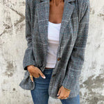 Oversize-Jacke mit kariertem Reverskragen und Knöpfen – Produktansicht 1